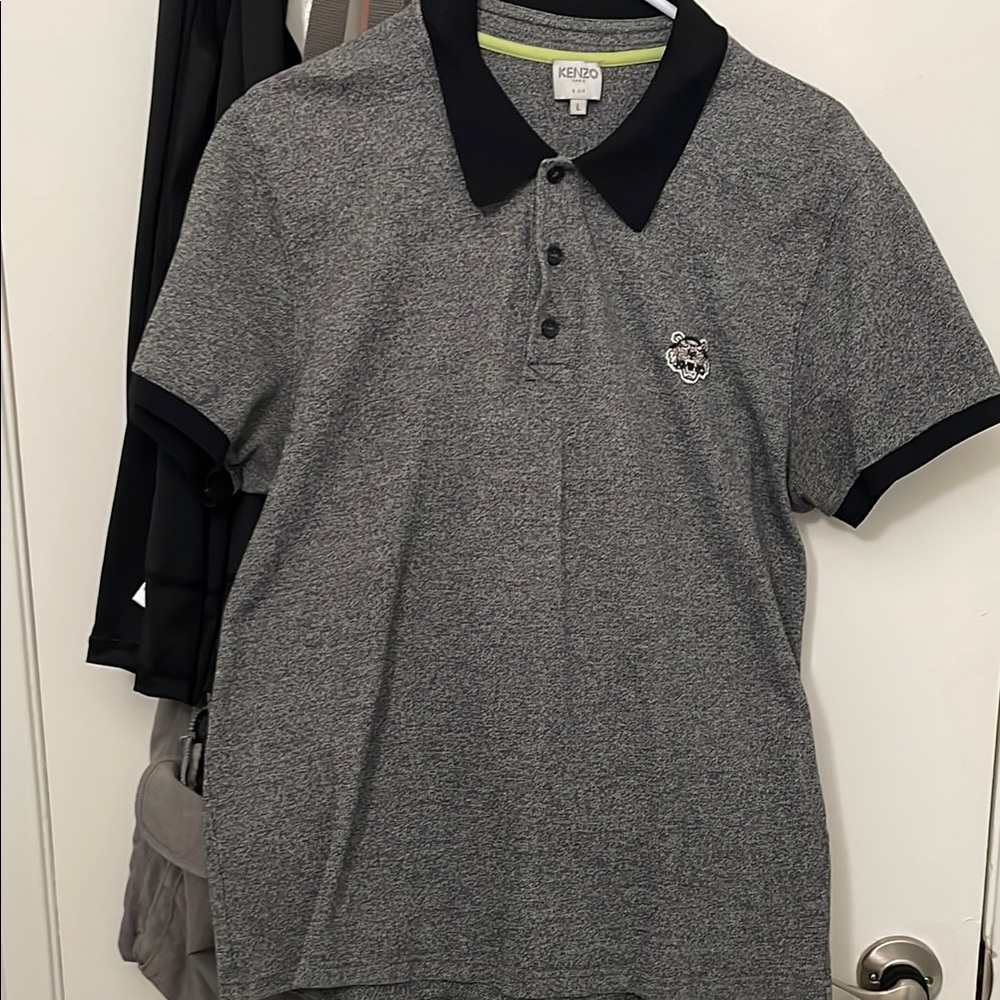 Kenzo Polo in Gray and Black with Signature Logo